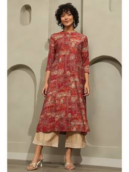 Soch - Rust Muslin Ethnic Motifs Printed Kurta