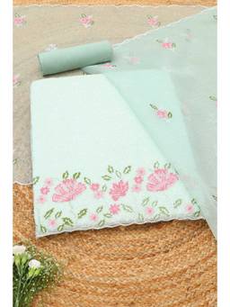 Soch - Blue Kota Botanical Embroidered Unstitched Top and Bottom with Dupatta