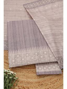 Soch - Mauve Tussar Abstract Unstitched Top and Bottom with Dupatta