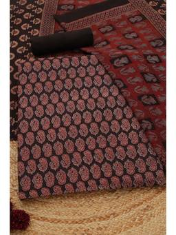 Soch - Black Cotton Ajrak Printed Unstitched Top and Bottom with Dupatta