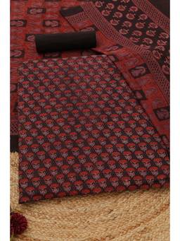 Soch - Black Cotton Ajrak Printed Unstitched Top and Bottom with Dupatta