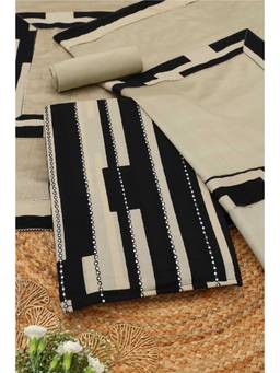 Soch - Multi-Color Cotton Printed Unstitched Top and Bottom with Dupatta