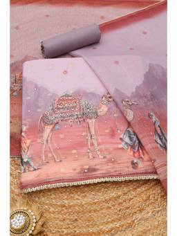 Soch - Lavender Kota People And Place Printed Unstitched Top and Bottom with Dupatta