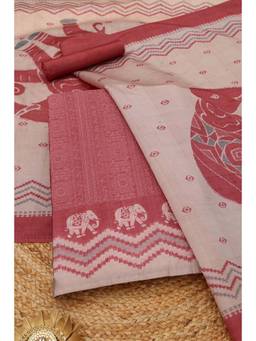 Soch - Brick Red Tussar Embroidered Unstitched Top and Bottom with Dupatta