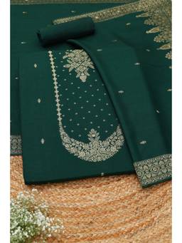 Soch - Green Russian Silk Zari Woven Unstitched Top and Bottom with Dupatta