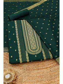Soch - Green Russian Silk Ethnic Motifs Zari Woven Unstitched Top and Bottom with Dupatta