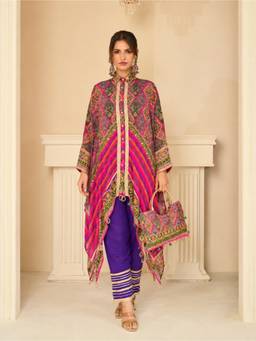 Autumnlane - Magenta Saar rose full work designer Kurta With Pant with Bag