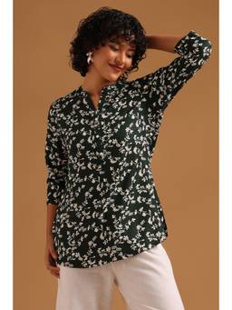 Soch - Green Rayon Botanical Printed Tunic