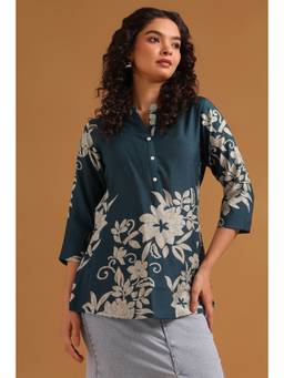 Soch - Teal Desert Storm Botanical Printed Tunic