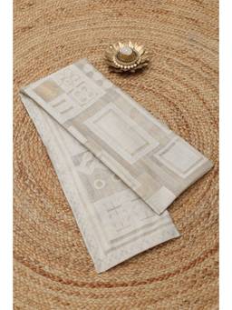 Soch - Beige Chanderi Geometric Woven Design Dupatta