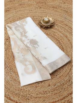 Soch - Off White Sairabano Botanical Zari Woven Dupatta