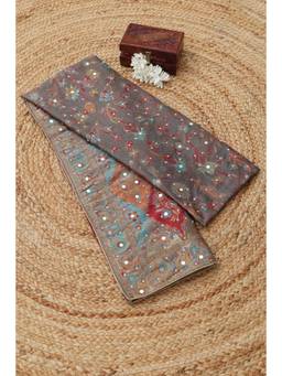 Soch - Grey Pashmina Ethnic Motifs Woven Design Dupatta