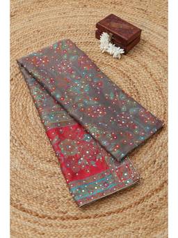 Soch - Grey Pashmina Floral Woven Design Dupatta