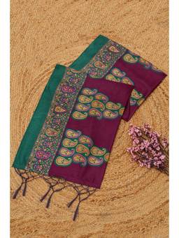 Soch - Magenta Art Silk Paisley Printed Dupatta