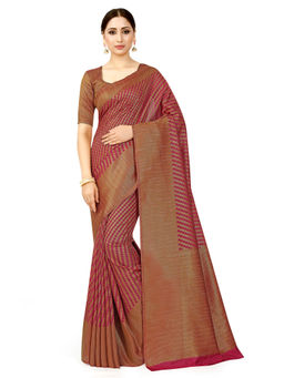 Mimosa - Maroon Patola Style Art Silk Saree With Unstitched Blouse