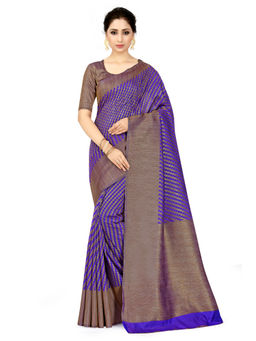 Mimosa - Purple Patola Style Art Silk Saree With Unstitched Blouse