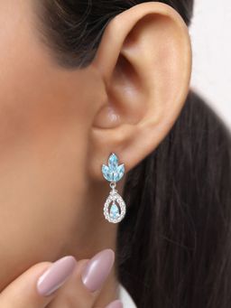 Zavya - Teardrop Rhodium Plated 925 Sterling Silver Earrings