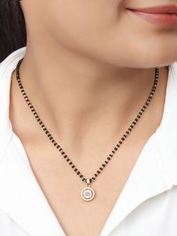 Zavya - Solitaire Halo Gold Plated 925 Sterling Silver Mangalsutra