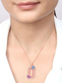 Zavya - Colourful Butterfly Rose Gold Plated 925 Sterling Silver Pendant Necklace