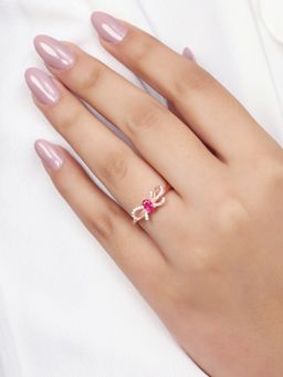 Zavya - Beautiful Bow Rose Gold Plated 925 Sterling Silver Ring