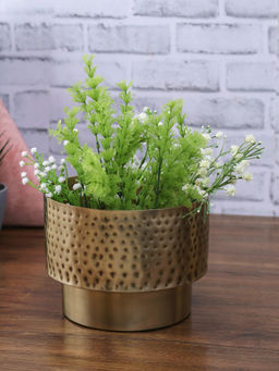 HomeTown - Skylar Iron Hammered Planter in Gold Colour