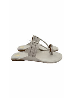 PREET KAUR - Women Grey Pastel Flat Kolhapuris