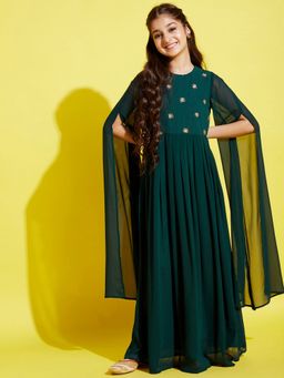 Cherry & Jerry - Girls Bottle Green Maxi Dress