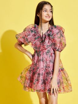 Cherry & Jerry - Girls Peach Fit and Flare Above Knee Dress