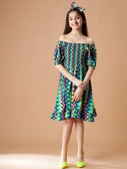 Cherry & Jerry - Girls Multi Fit and Flare Knee Length Dress