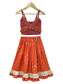 TWISHA - Maroon Stripes Top and Lehenga