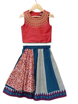 TWISHA - Red Printed Top and Lehenga