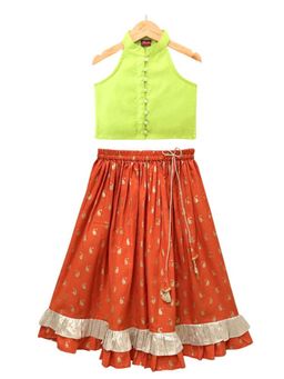 TWISHA - Green Solid Top and Lehenga