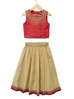 TWISHA - Red Embroidered Top and Lehenga