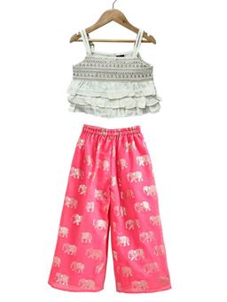 TWISHA - White Embellished/Sequined Top and Palazzo