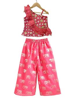 TWISHA - Coral Embroidered Top and Palazzo