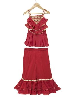 TWISHA - Maroon Embellished/Sequined Top and Palazzo