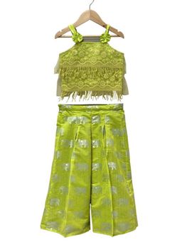 TWISHA - Green Embroidered Top and Palazzo