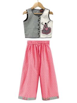 TWISHA - Grey Embroidered Top and Palazzo