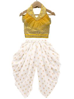 TWISHA - Yellow Embroidered Top and Dhoti