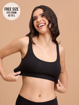 Nykd by Nykaa - Barely There Slip-On Lounge Bra with Removable Cookies for Nipple Concealment-NYB378-Black-Free Size