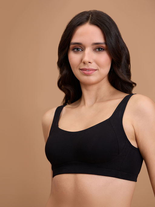 Nykd by Nykaa Cotton Non Padded Non Wired Everyday Comfort Bra-NYB388-Black