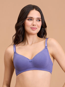 Nykd by Nykaa - Cotton Deep Neck Non Padded Non Wired Bra with Low Back-NYB391-D.Purple