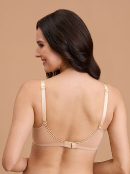 Nykd by Nykaa - Cotton Deep Neck Non Padded Non Wired Bra with Low Back-NYB391-Sand