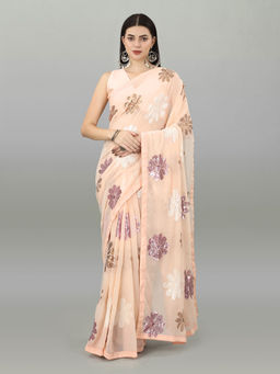 Odette - Peach Georgette Saree with Unstitched Blouse