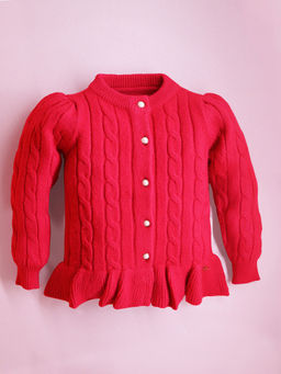 CHERRY CRUMBLE BY NITT HYMAN - Fuchsia Cabel Sweater for Girls