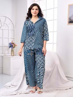 KAFTANIZE - Blue Pure Cotton Abstract Printed Co-Ord Set