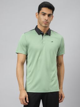 Alcis - Men Frost Green Train Tech Anti Static Slim Fit Training Polo T-Shirt
