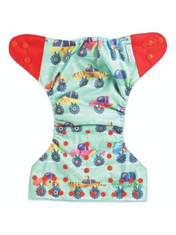 Polka Tots - Reusable & Washable Fleece Cloth Diapers with 1 Liner, Car Print