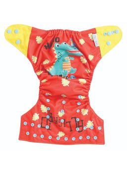 Polka Tots - Reusable & Washable Fleece Cloth Diapers with 1 Liner, Dinosaur Print