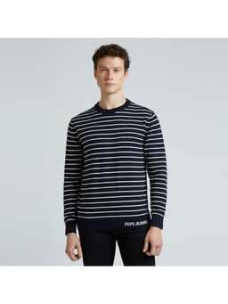 Pepe Jeans - Navy Blue Stripes Full Sleeved Sweater